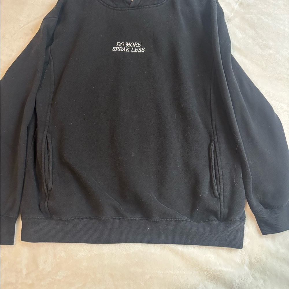 Black Sweater with Embroidered Text